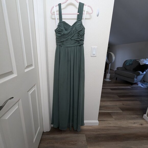 Azazie long chiffon bridesmaid dress-eucalyptus-size 4 - Picture 6 of 6